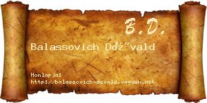 Balassovich Dévald névjegykártya